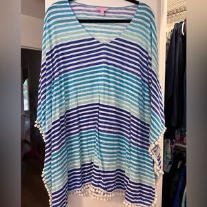Lilly Pulitzer Beach Swim Coverup XXS/XS Blue Stripe